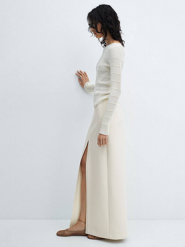 Mango Glass Slit Maxi Skirt, Light Beige