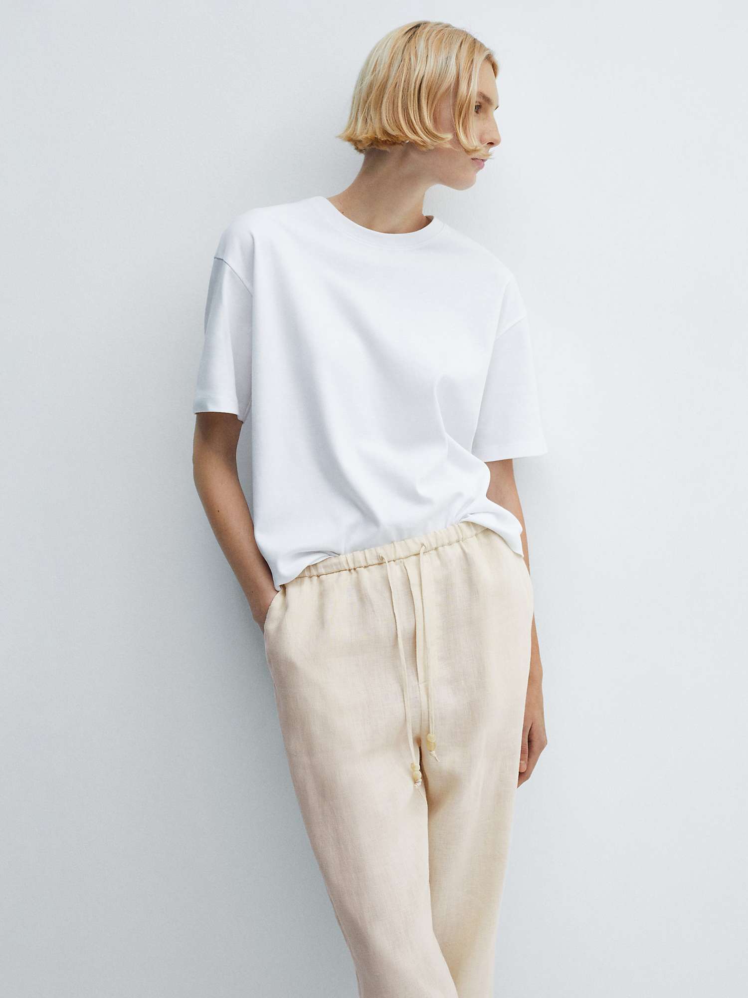 Buy Mango Linen Cropped Trousers Online at johnlewis.com