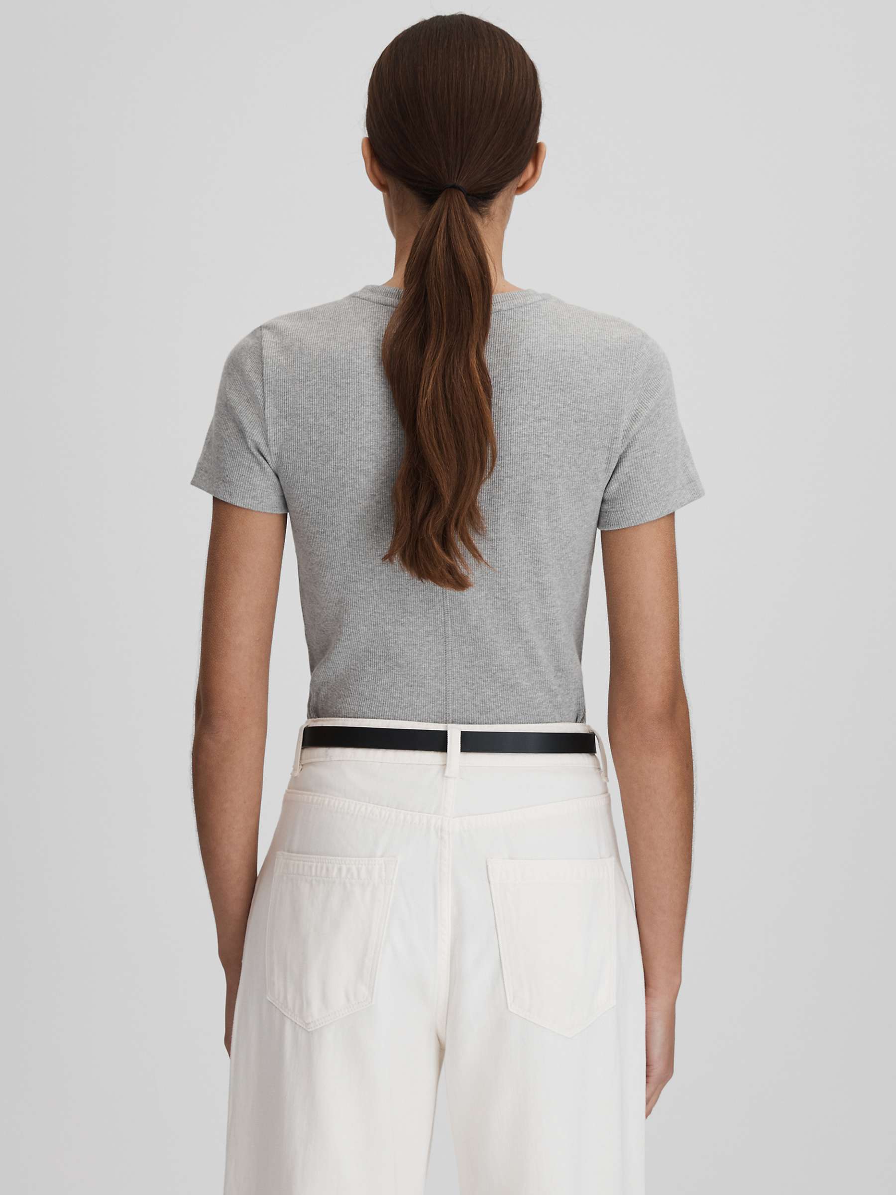 Buy Reiss Victoria Short Sleeve Ribbed Top Online at johnlewis.com
