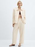 Mango Mule Cotton Linen Blend Jacket, Natural White