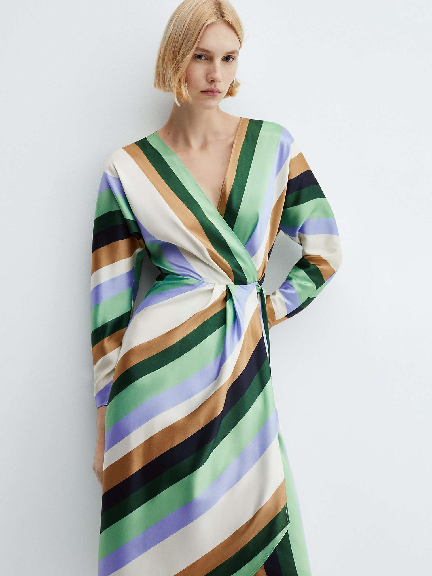Buy Mango Verdi Stripe Midi Wrap Dress, Multi Online at johnlewis.com