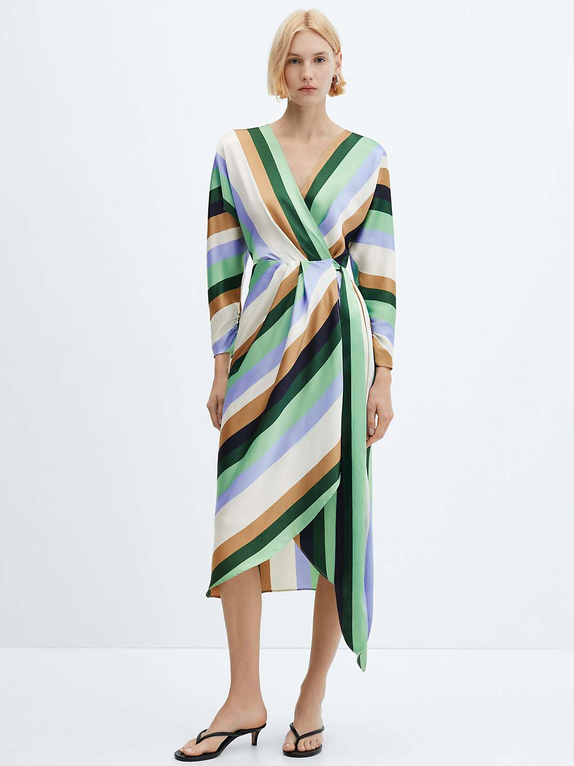 Buy Mango Verdi Stripe Midi Wrap Dress, Multi Online at johnlewis.com