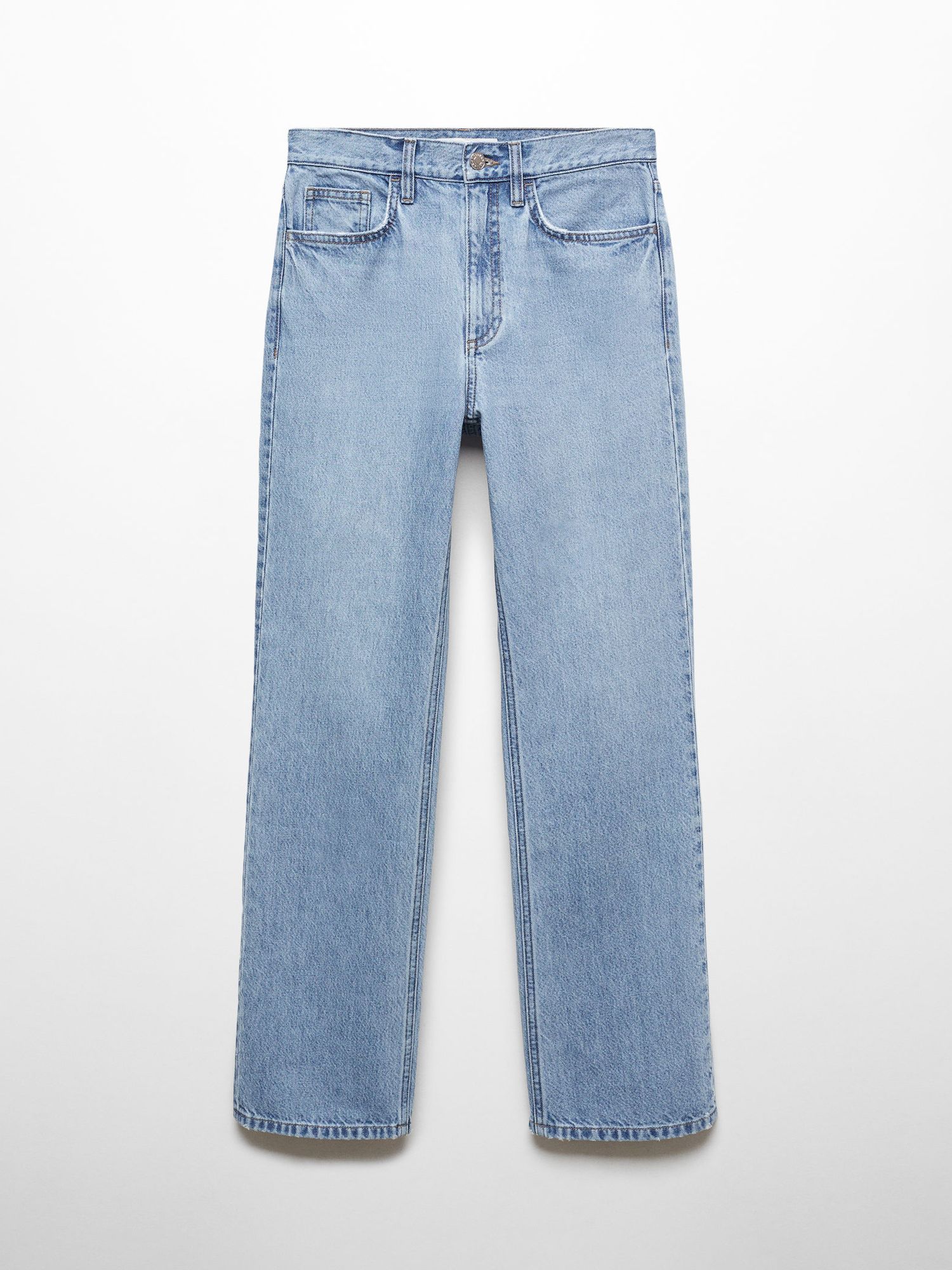 Mango Matilda Cotton Straight Leg Jeans, Open Blue, 18