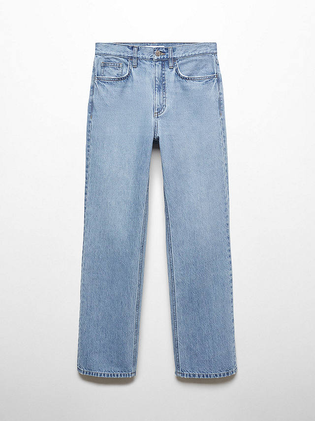 Mango Matilda Cotton Straight Leg Jeans, Open Blue