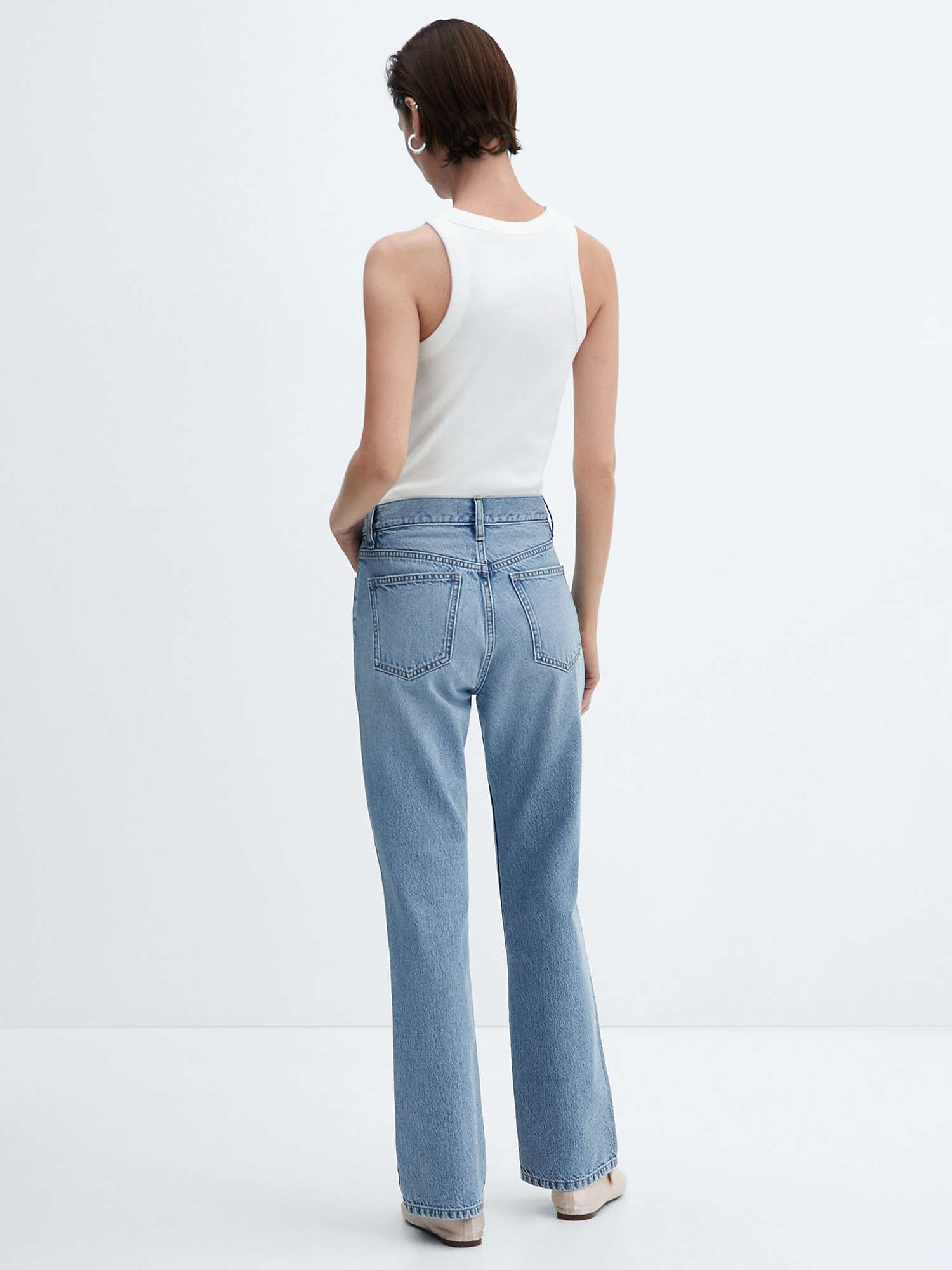 Buy Mango Matilda Cotton Straight Leg Jeans, Open Blue Online at johnlewis.com