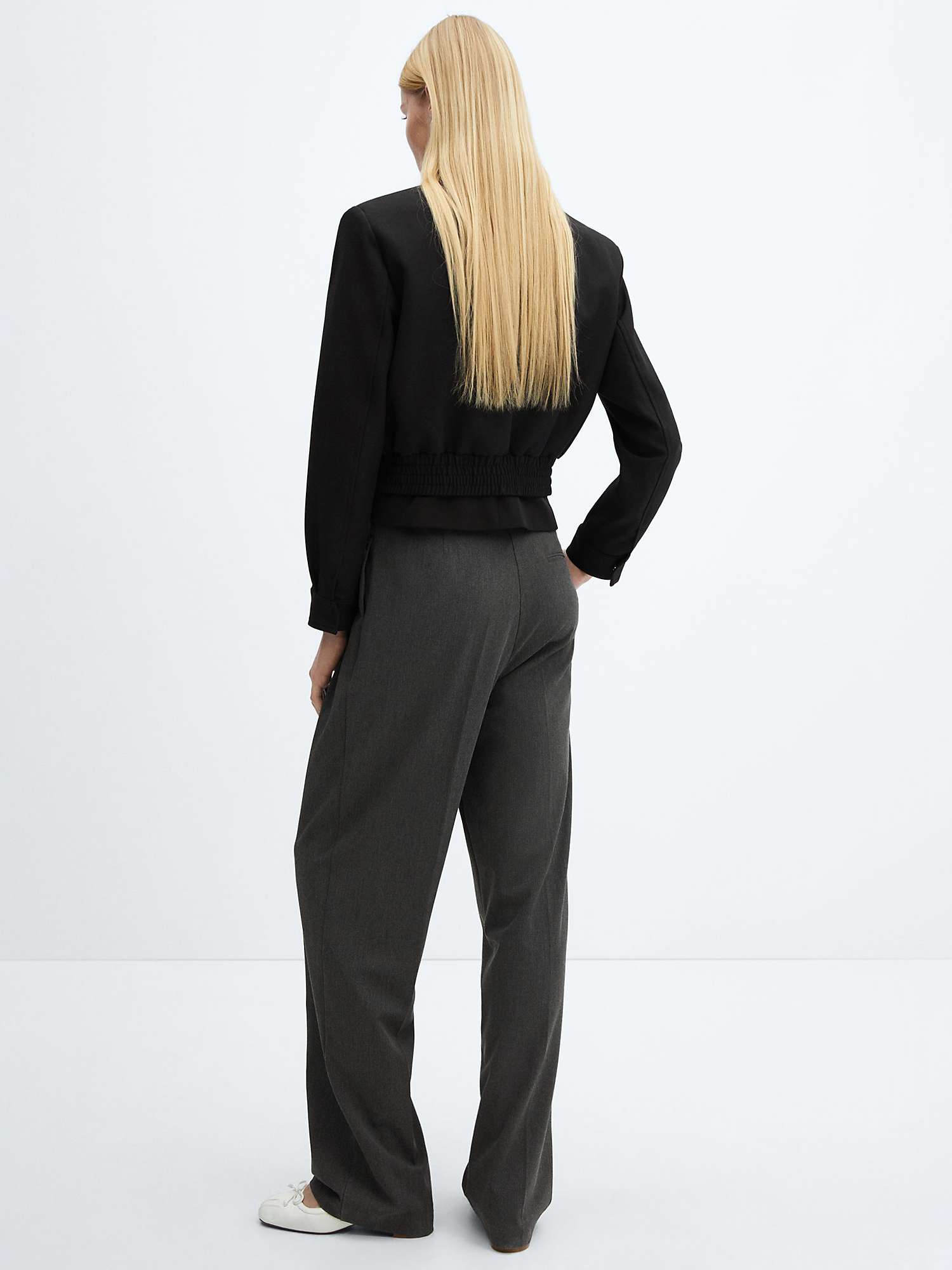 Buy Mango Avril Wide Leg Pleated Trousers, Grey Online at johnlewis.com