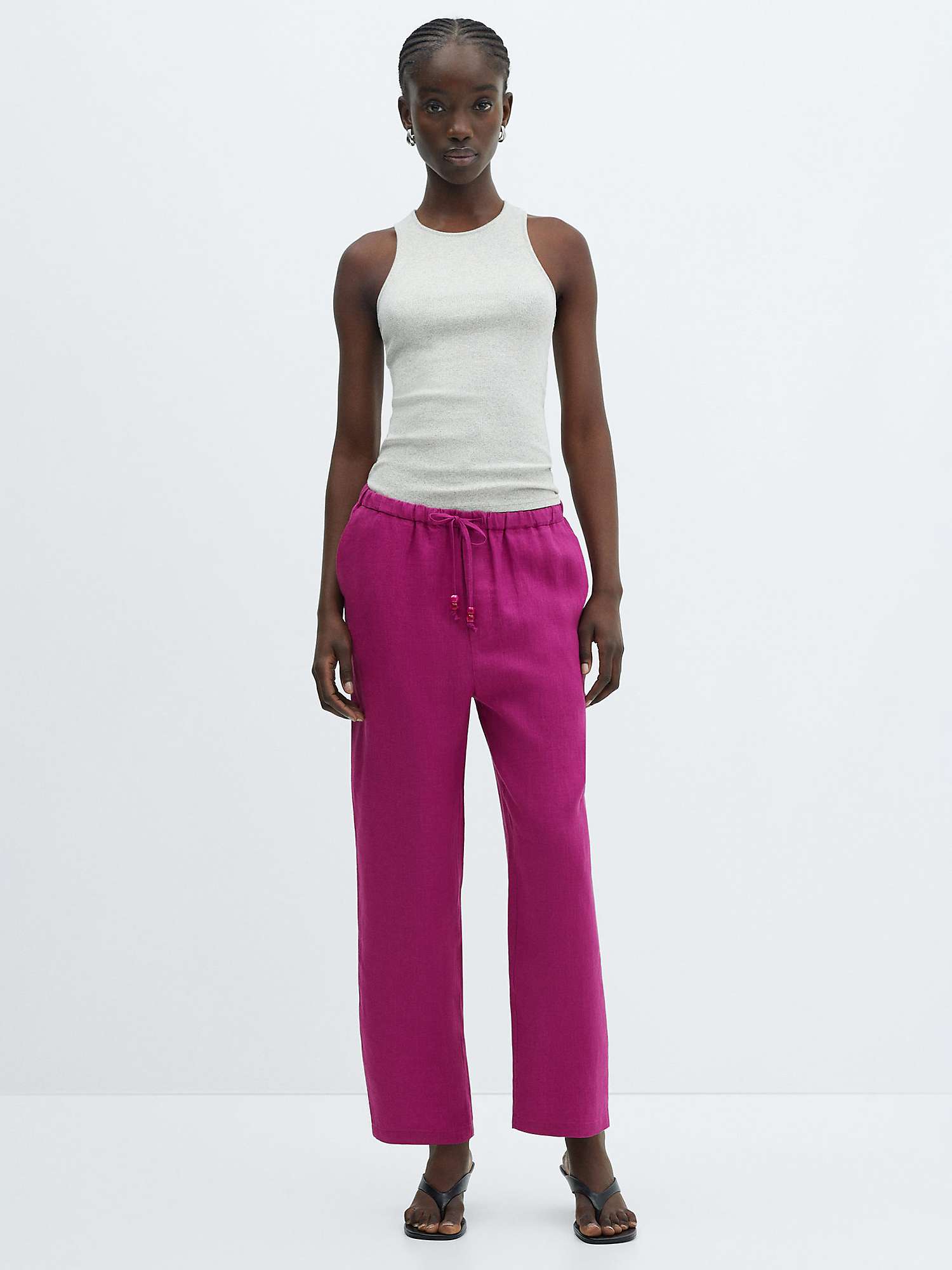 Buy Mango Linen Cropped Trousers Online at johnlewis.com