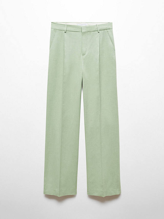 Mango Sevilla Linen Blend Wide Leg Trousers, Green