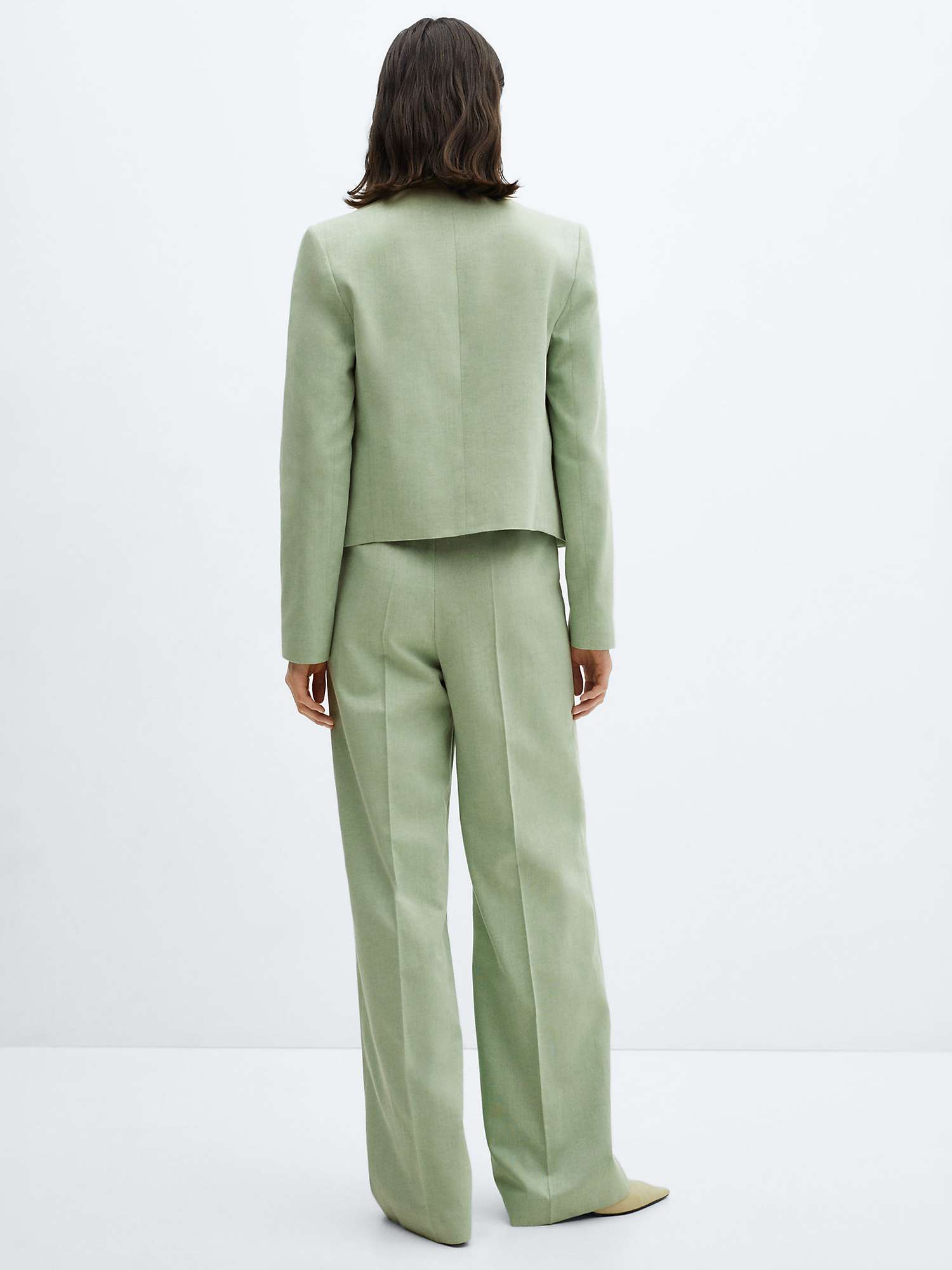 Buy Mango Sevilla Linen Blend Wide Leg Trousers, Green Online at johnlewis.com