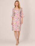 Adrianna Papell Floral Knee Length Dress, Blush/Multi