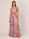Adrianna by Adrianna Papell Foiled Chiffon Maxi Dress, Pink/Multi