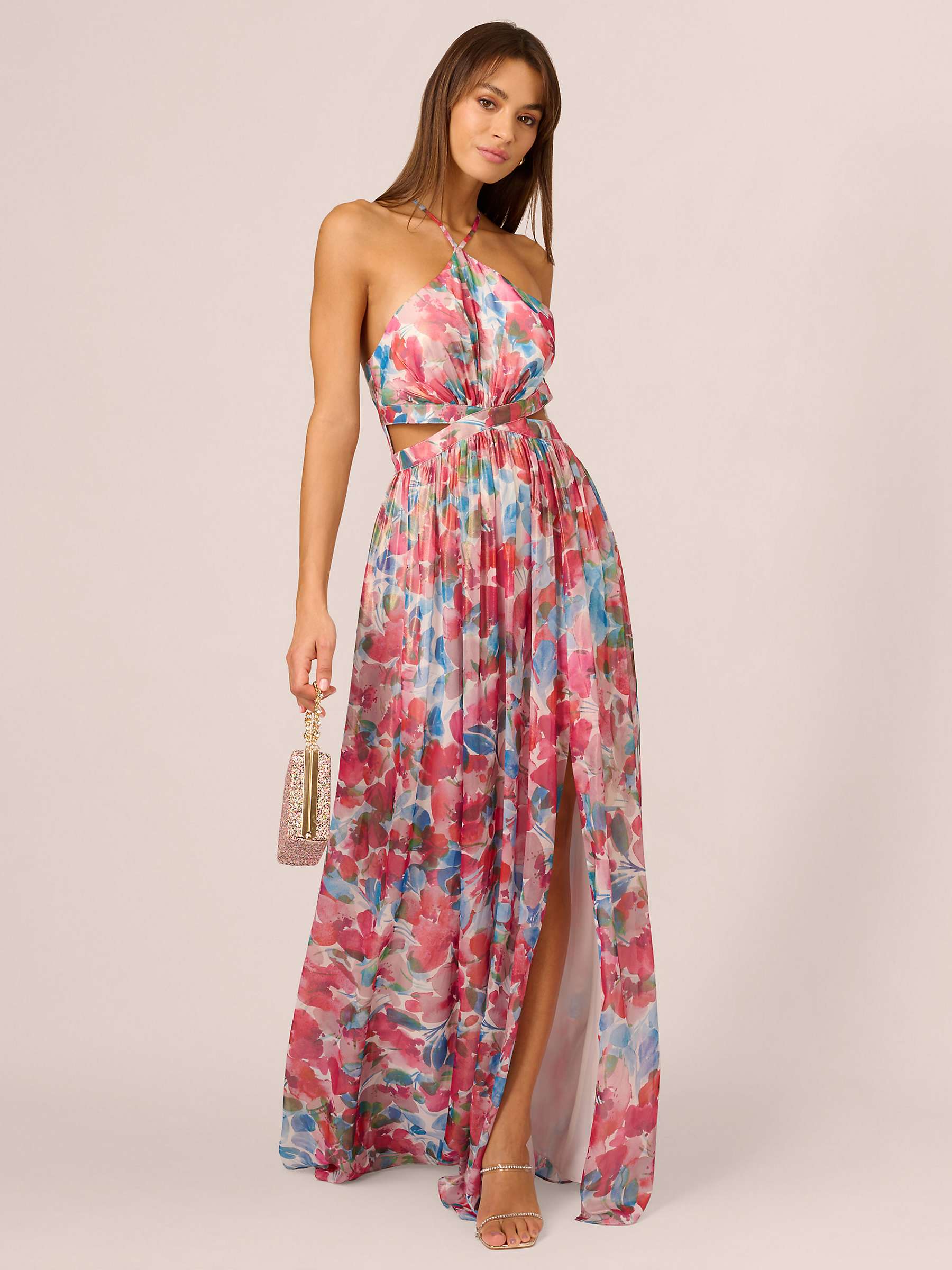 Buy Adrianna by Adrianna Papell Foiled Chiffon Maxi Dress, Pink/Multi Online at johnlewis.com