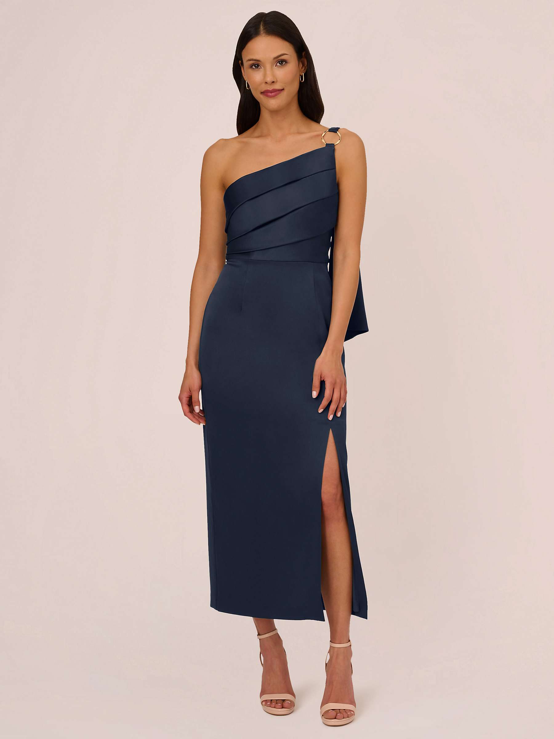 Buy Adrianna Papell Midi Satin Crepe Dress, Dark Navy Online at johnlewis.com