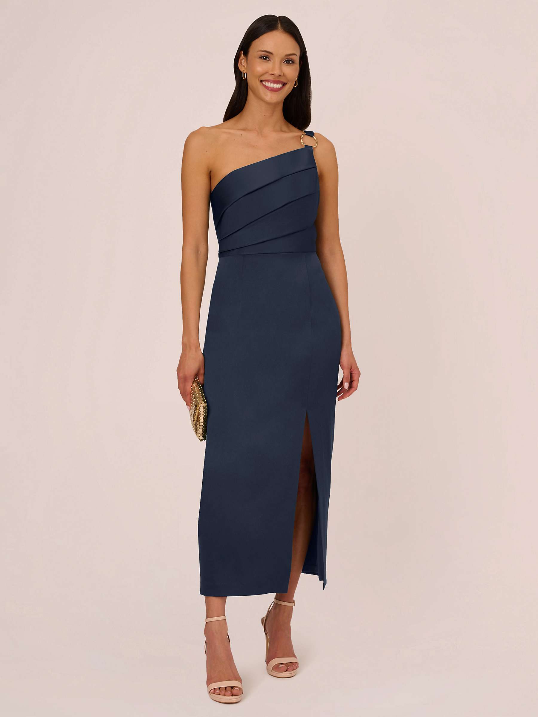 Buy Adrianna Papell Midi Satin Crepe Dress, Dark Navy Online at johnlewis.com