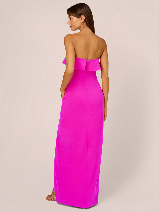 Adrianna by Adrianna Papell Stretch Crepe Ruffle Column Maxi Dress, Pink Flame