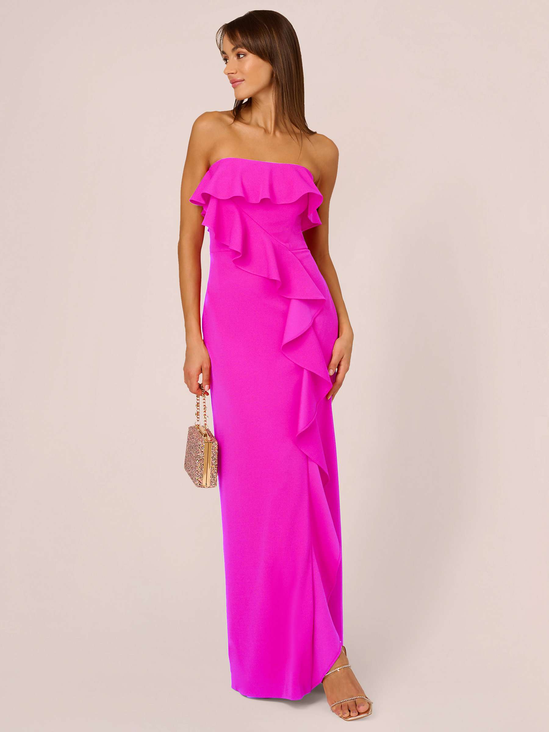 Buy Adrianna by Adrianna Papell Stretch Crepe Ruffle Column Maxi Dress Online at johnlewis.com
