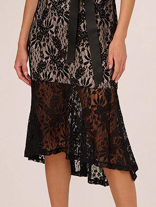 Adrianna Papell Lace Flounce Midi Dress, Black