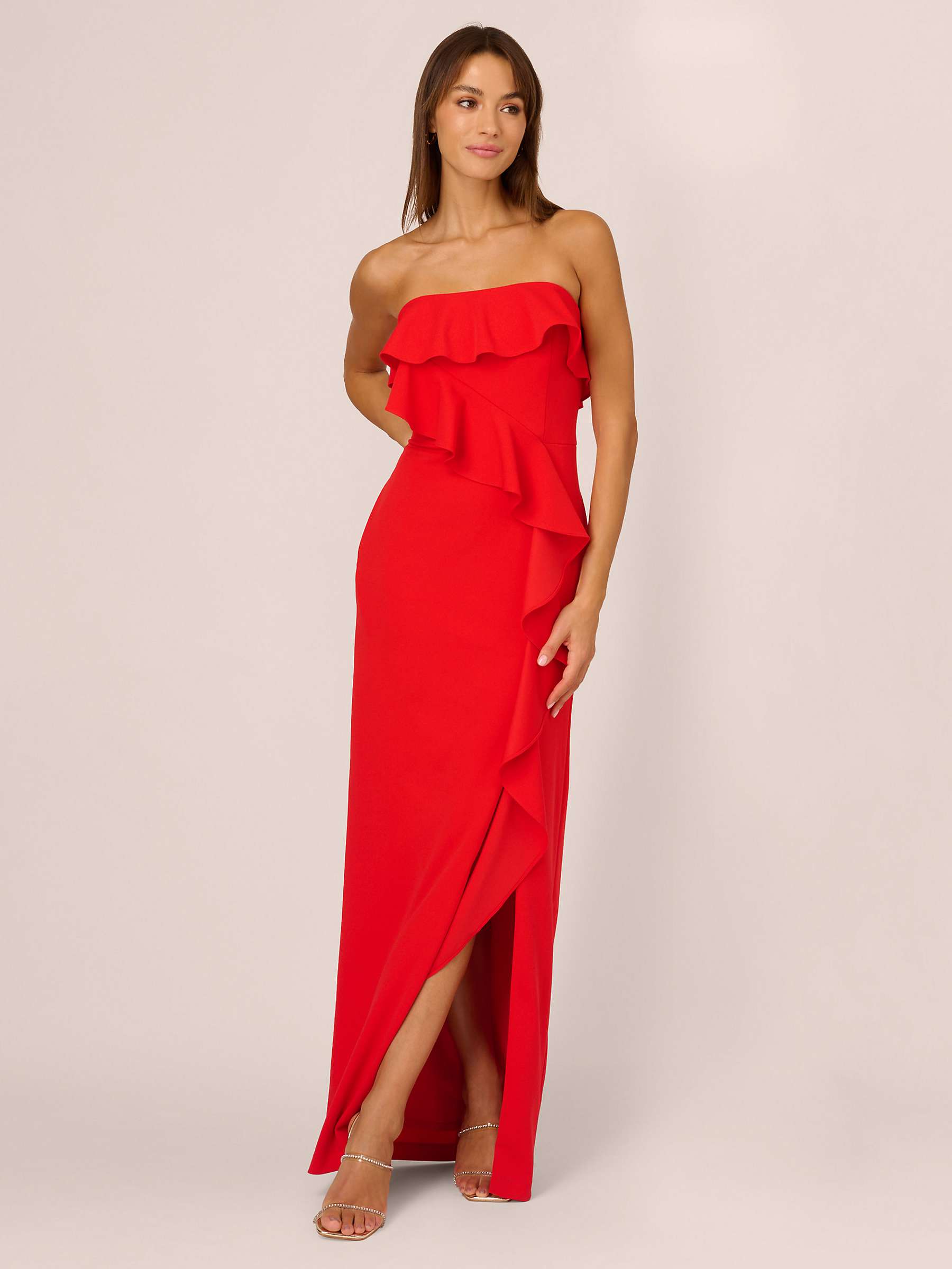 Buy Adrianna by Adrianna Papell Stretch Crepe Ruffle Column Maxi Dress Online at johnlewis.com