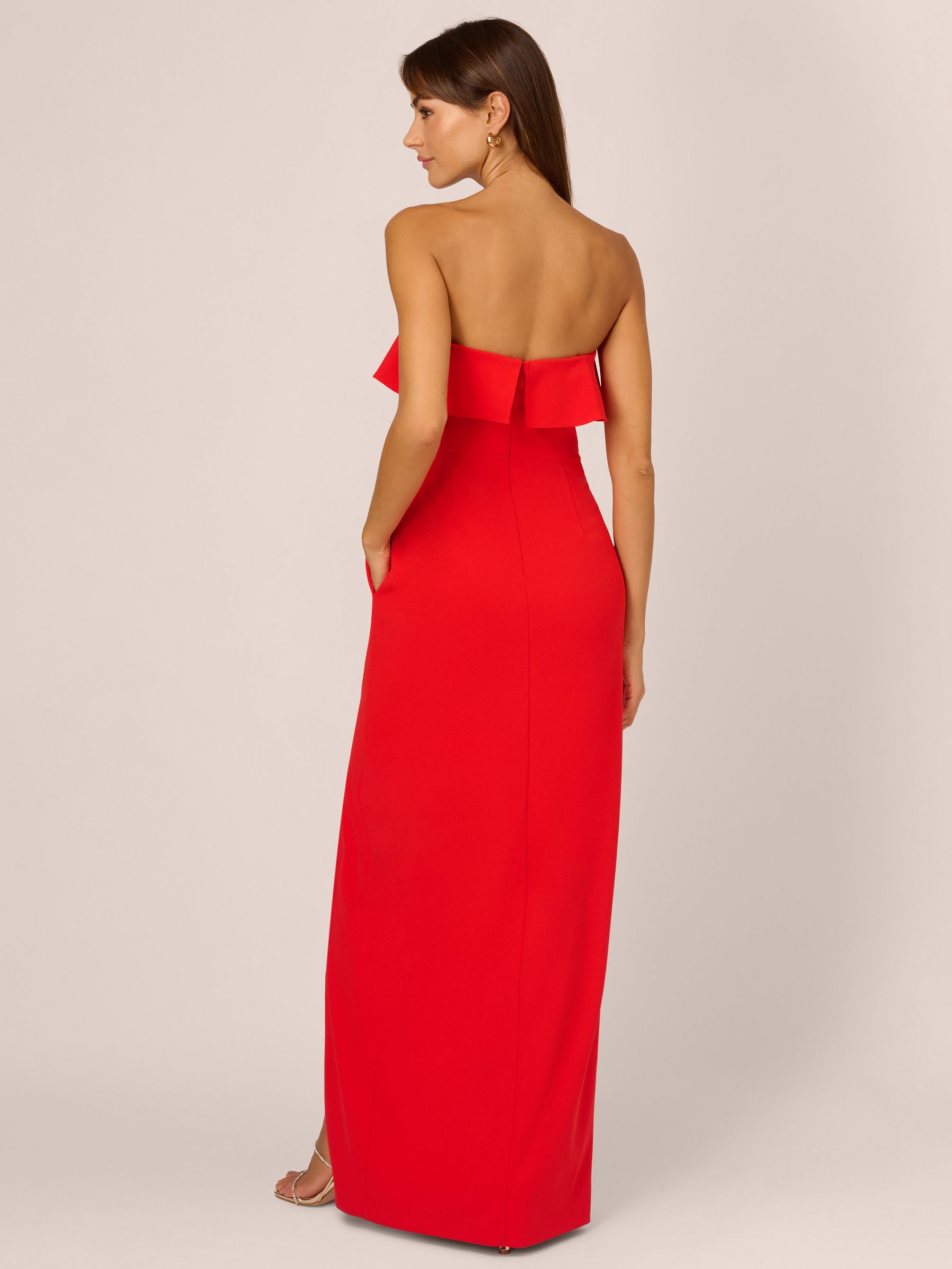 Adrianna by Adrianna Papell Stretch Crepe Ruffle Column Maxi Dress Flame Red