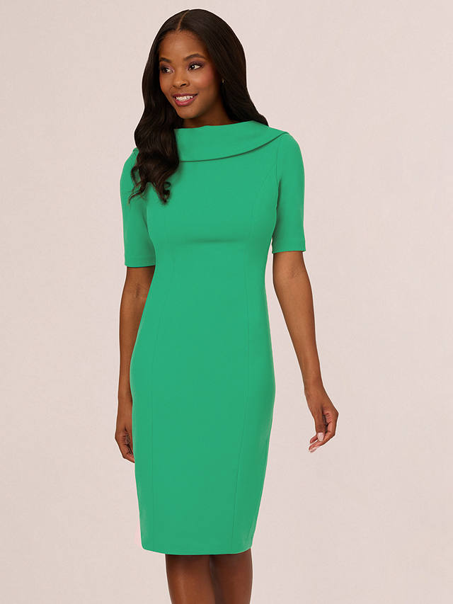 Adrianna Papell V Back Roll Neck Sheath Dress, Botanic Green