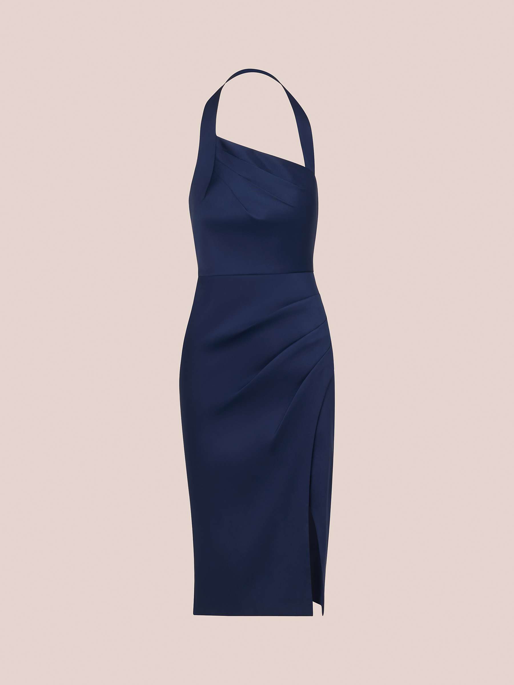Buy Adrianna Papell Stretch Mikado Halterneck Midi Dress, Navy Online at johnlewis.com