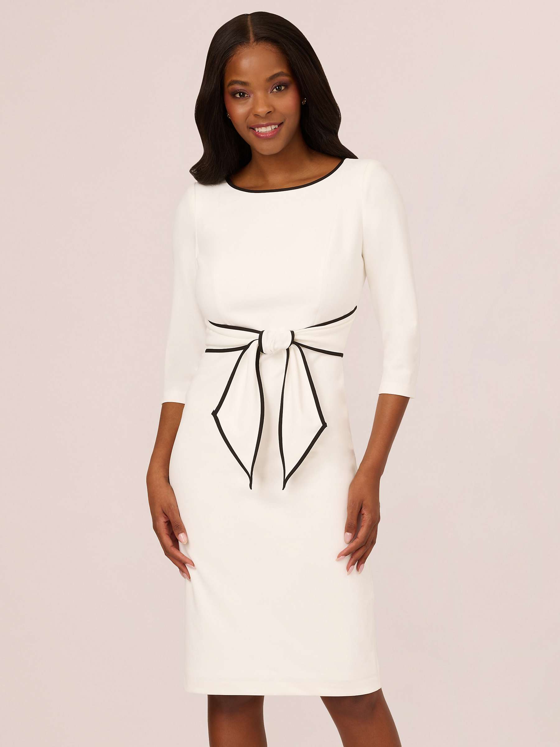 Buy Adrianna Papell Tip Crepe Tie Dress, Ivory/Black Online at johnlewis.com