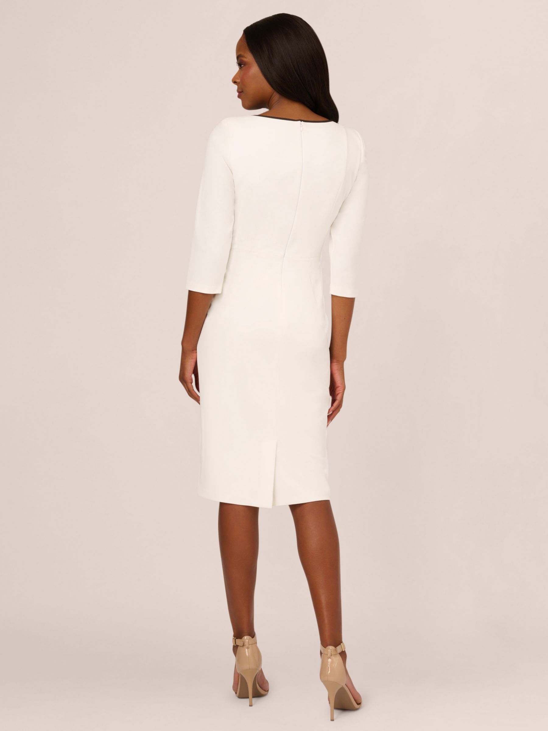 Buy Adrianna Papell Tip Crepe Tie Dress, Ivory/Black Online at johnlewis.com