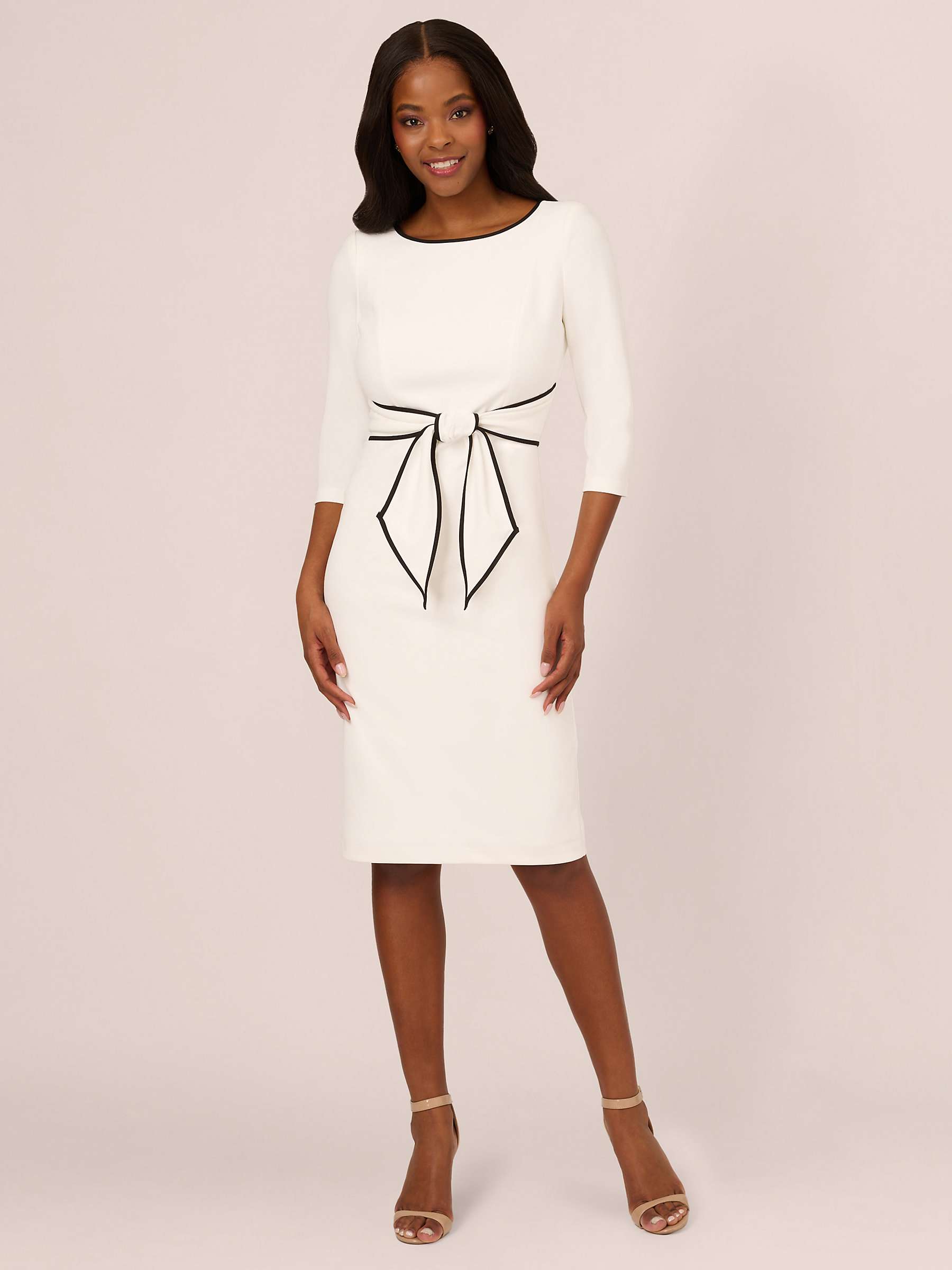 Buy Adrianna Papell Tip Crepe Tie Dress, Ivory/Black Online at johnlewis.com