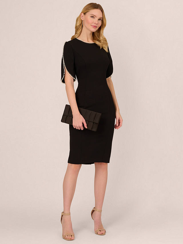 Adrianna Papell Knit Crepe Pearl Dress, Black