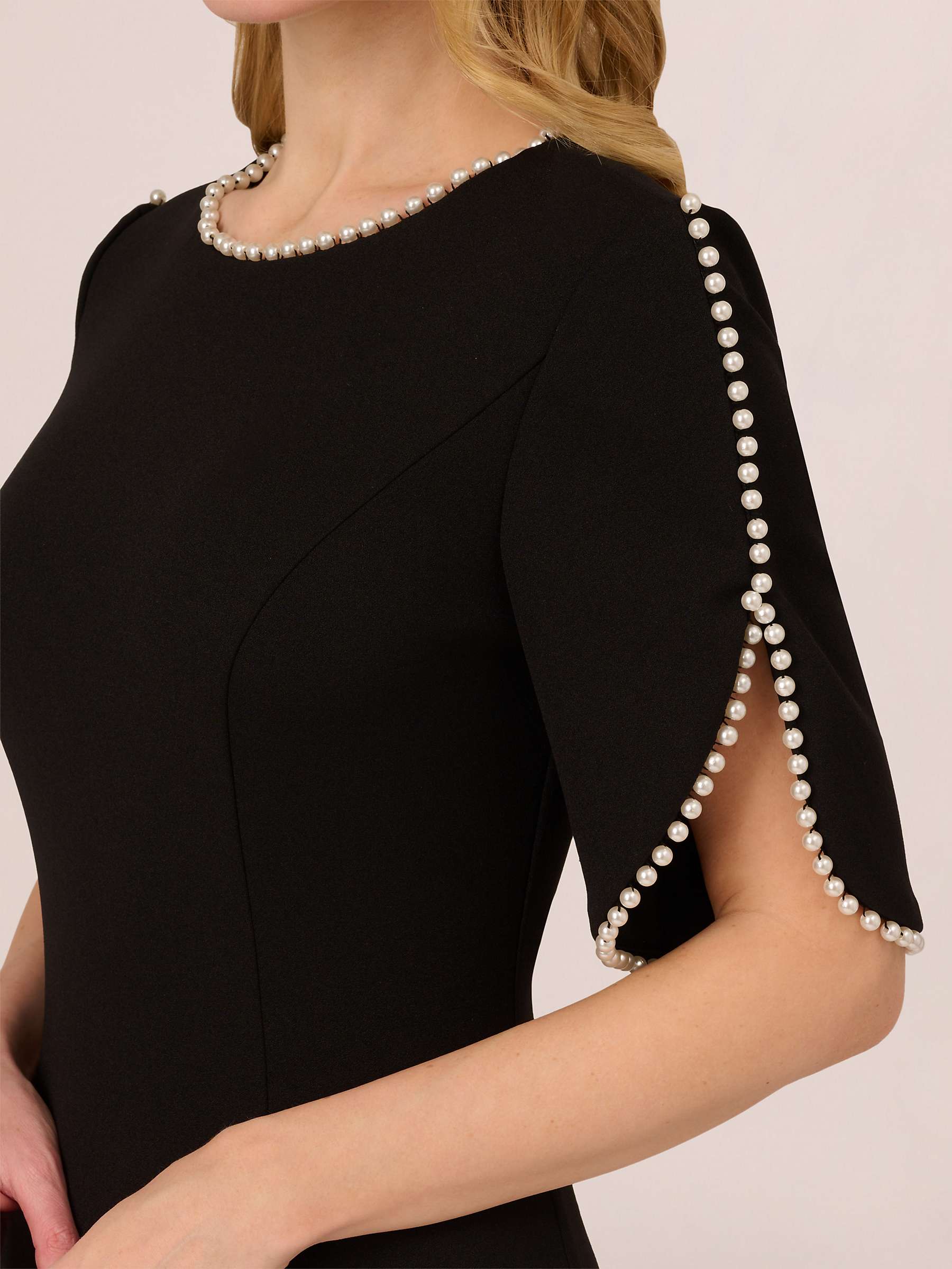 Buy Adrianna Papell Knit Crepe Pearl Dress, Black Online at johnlewis.com