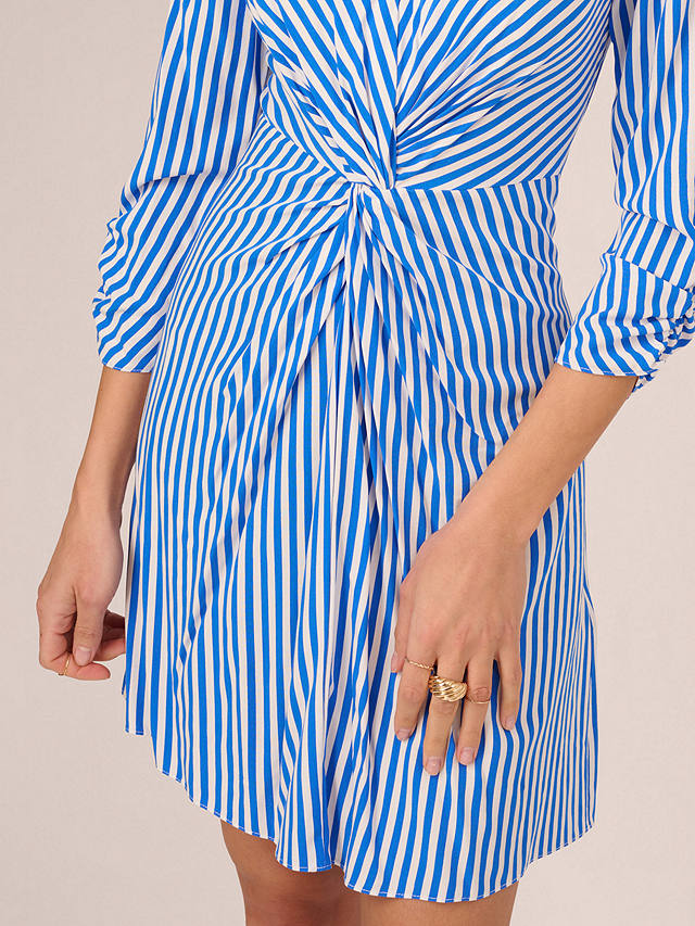 Adrianna by Adrianna Papell Stripe Print Mini Twist Dress, Blue/White