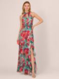 Adrianna Papell Floral Mermaid Maxi Dress, Turquoise/Multi