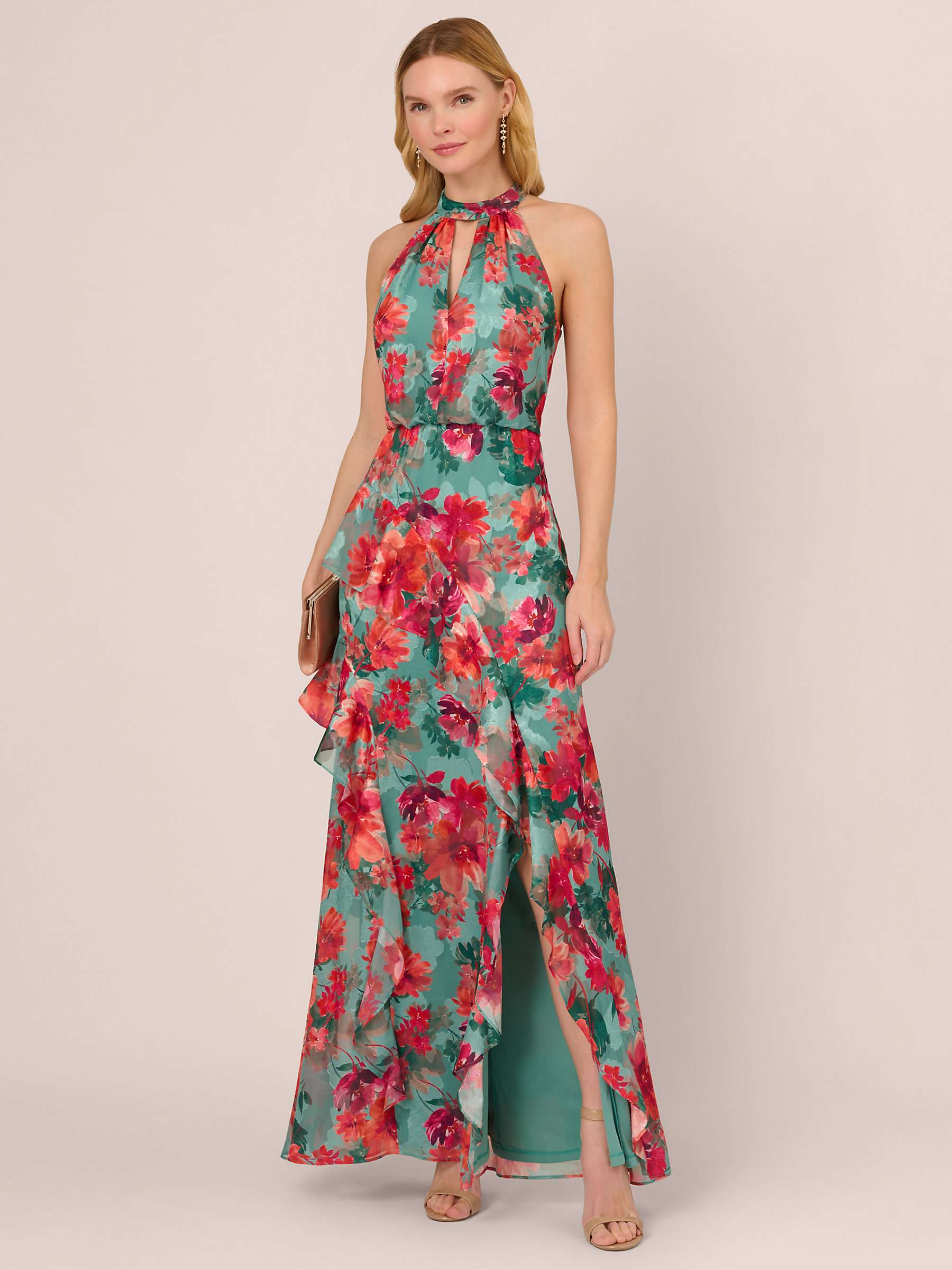 Buy Adrianna Papell Floral Mermaid Maxi Dress, Turquoise/Multi Online at johnlewis.com
