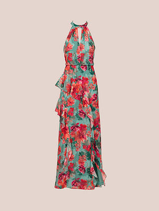 Adrianna Papell Floral Mermaid Maxi Dress, Turquoise/Multi