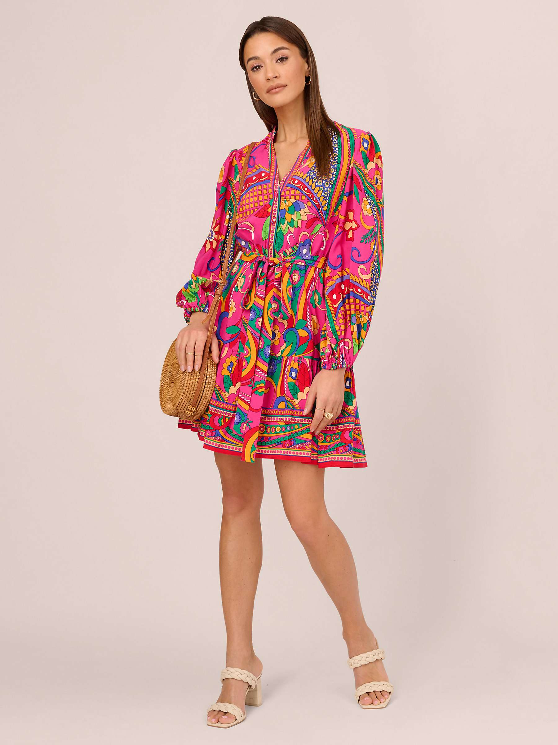 Buy Adrianna by Adrianna Papell Retro Abstract Print Mini Dress, Pink/Multi Online at johnlewis.com