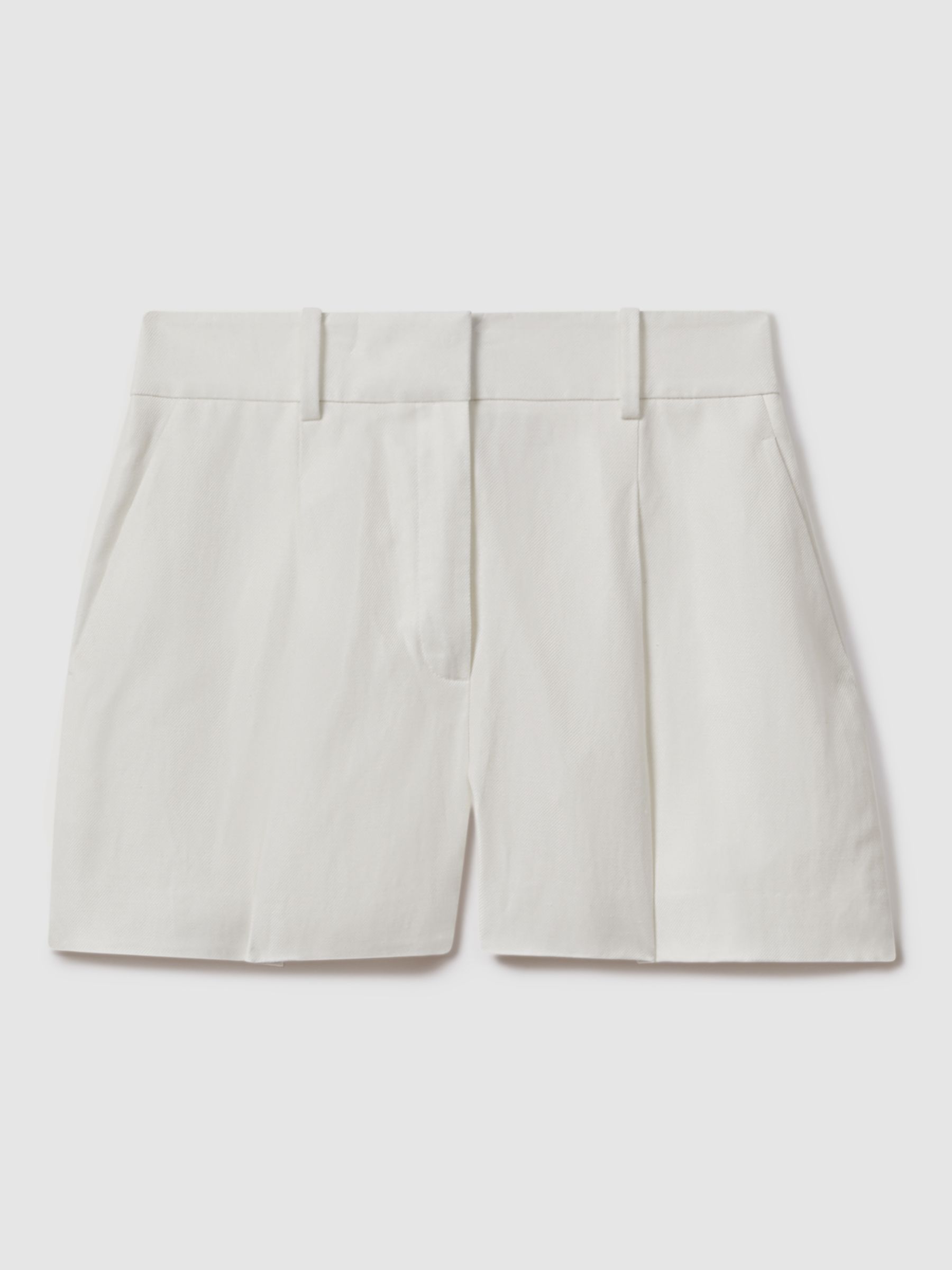 Reiss Lori Linen Blend Tailored Shorts, White, 6