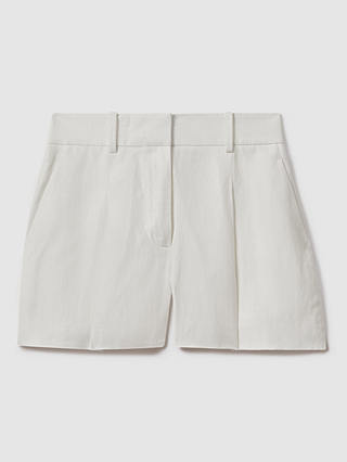 Reiss Lori Linen Blend Tailored Shorts, White