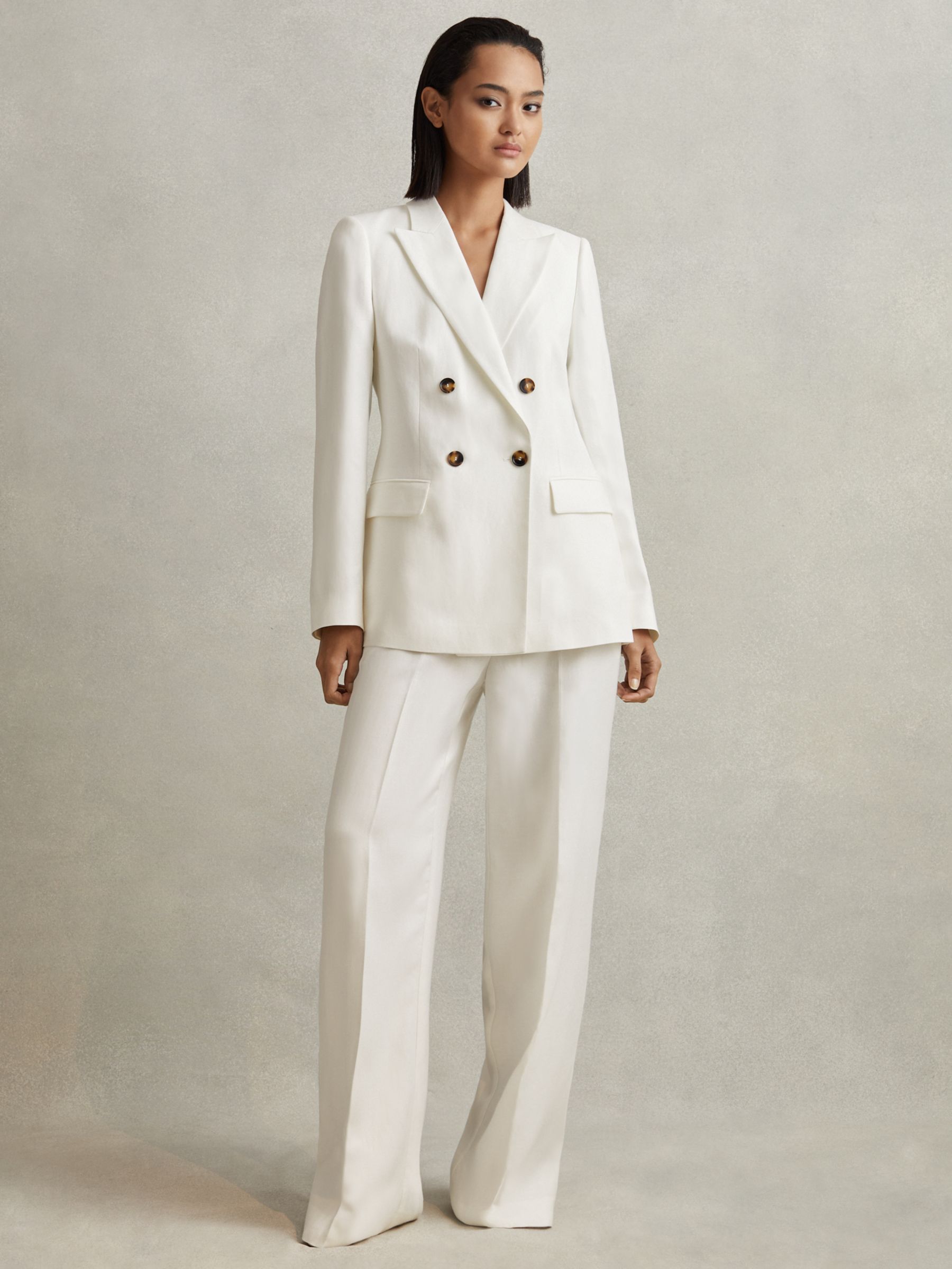 Buy Reiss Lori Linen Blend Double Breasted Blazer Online at johnlewis.com