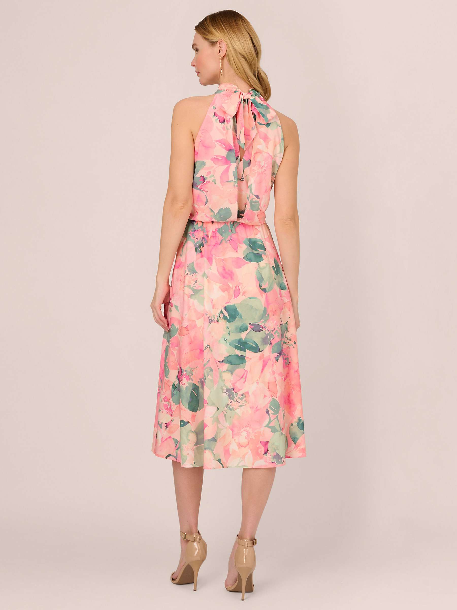 Buy Adrianna Papell Floral Halter Midi Dress, Blush/Multi Online at johnlewis.com