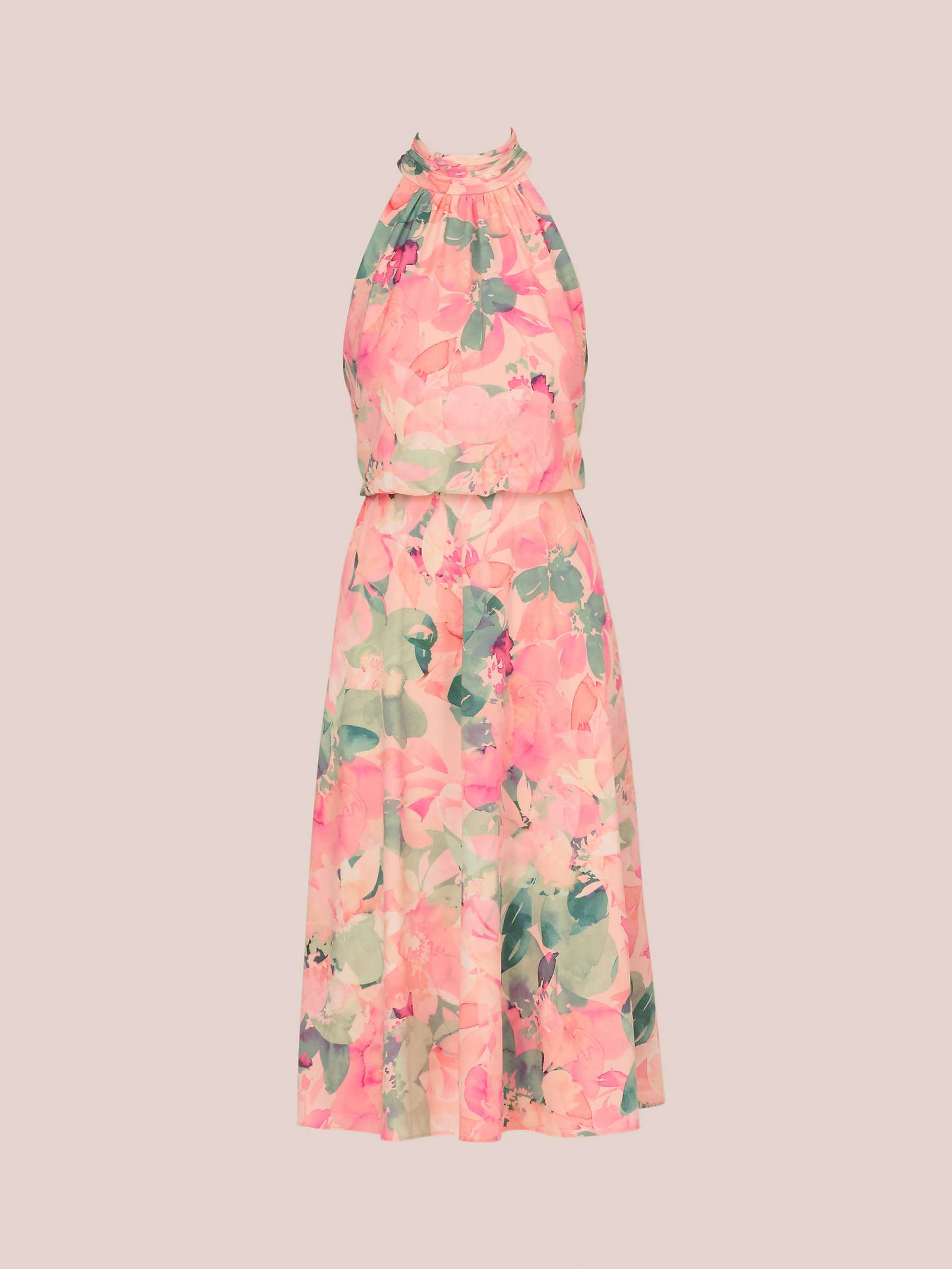 Buy Adrianna Papell Floral Halter Midi Dress, Blush/Multi Online at johnlewis.com