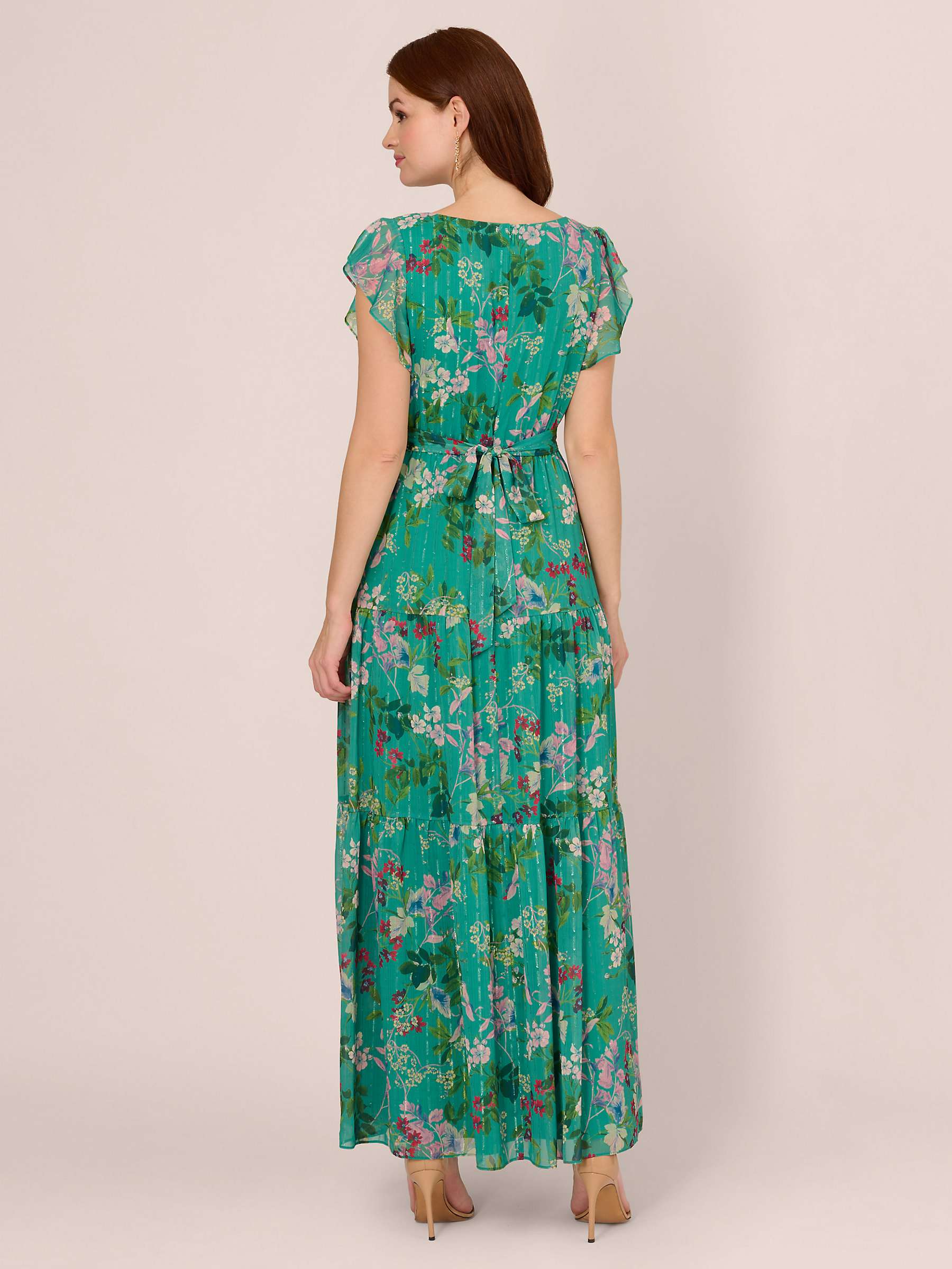 Buy Adrianna Papell Floral Tiered Maxi Dress, Green/Multi Online at johnlewis.com