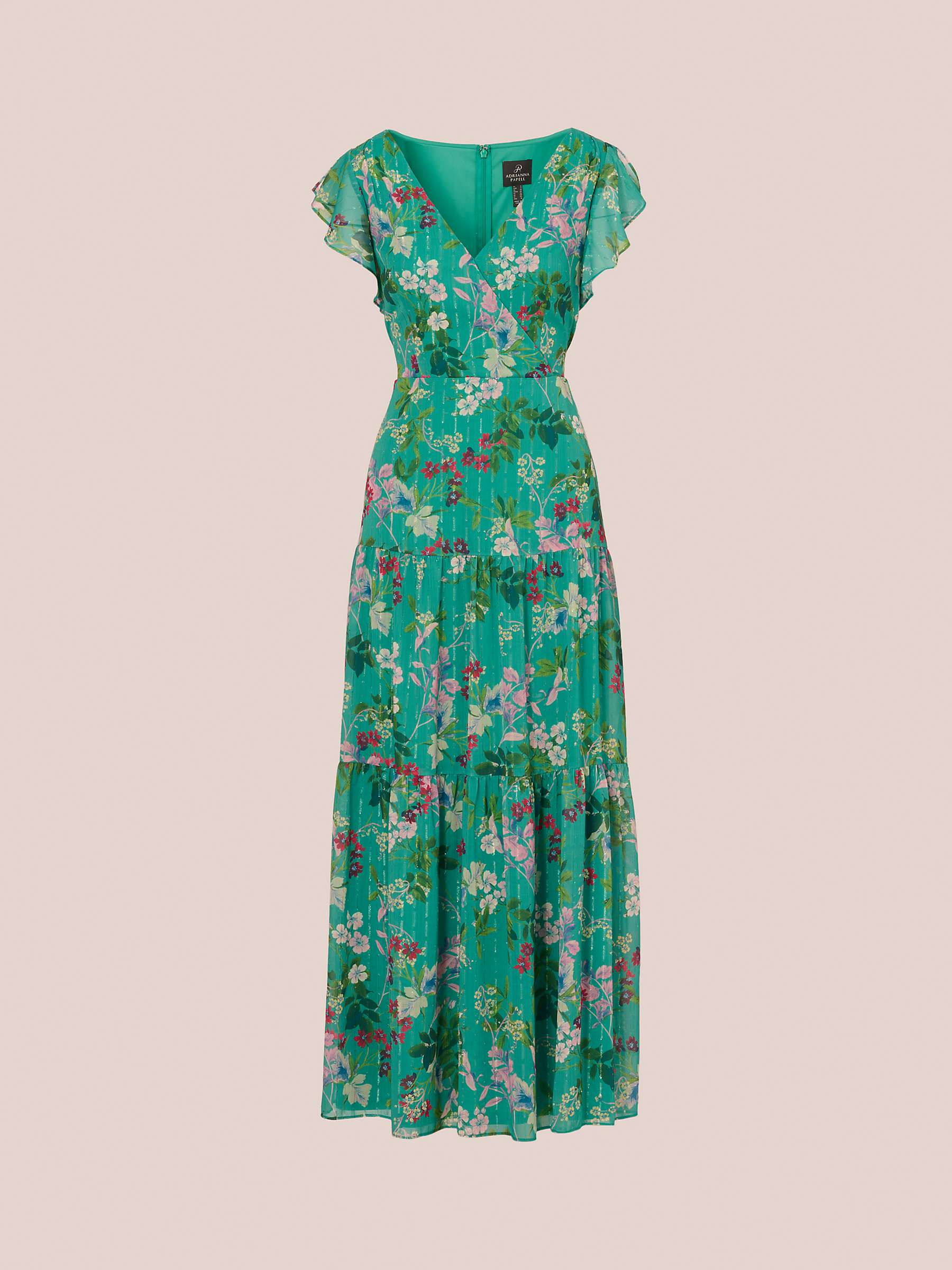 Buy Adrianna Papell Floral Tiered Maxi Dress, Green/Multi Online at johnlewis.com