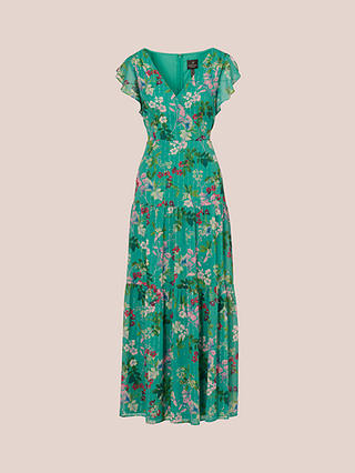 Adrianna Papell Floral Tiered Maxi Dress, Green/Multi