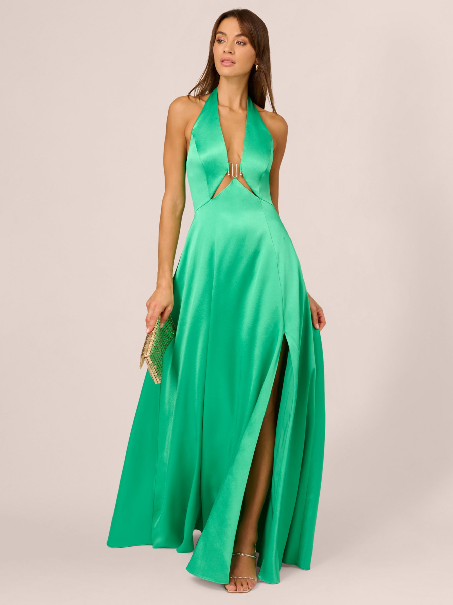 Adrianna by Adrianna Papell Liquid Satin A-Line Maxi Dress, Flora, 14