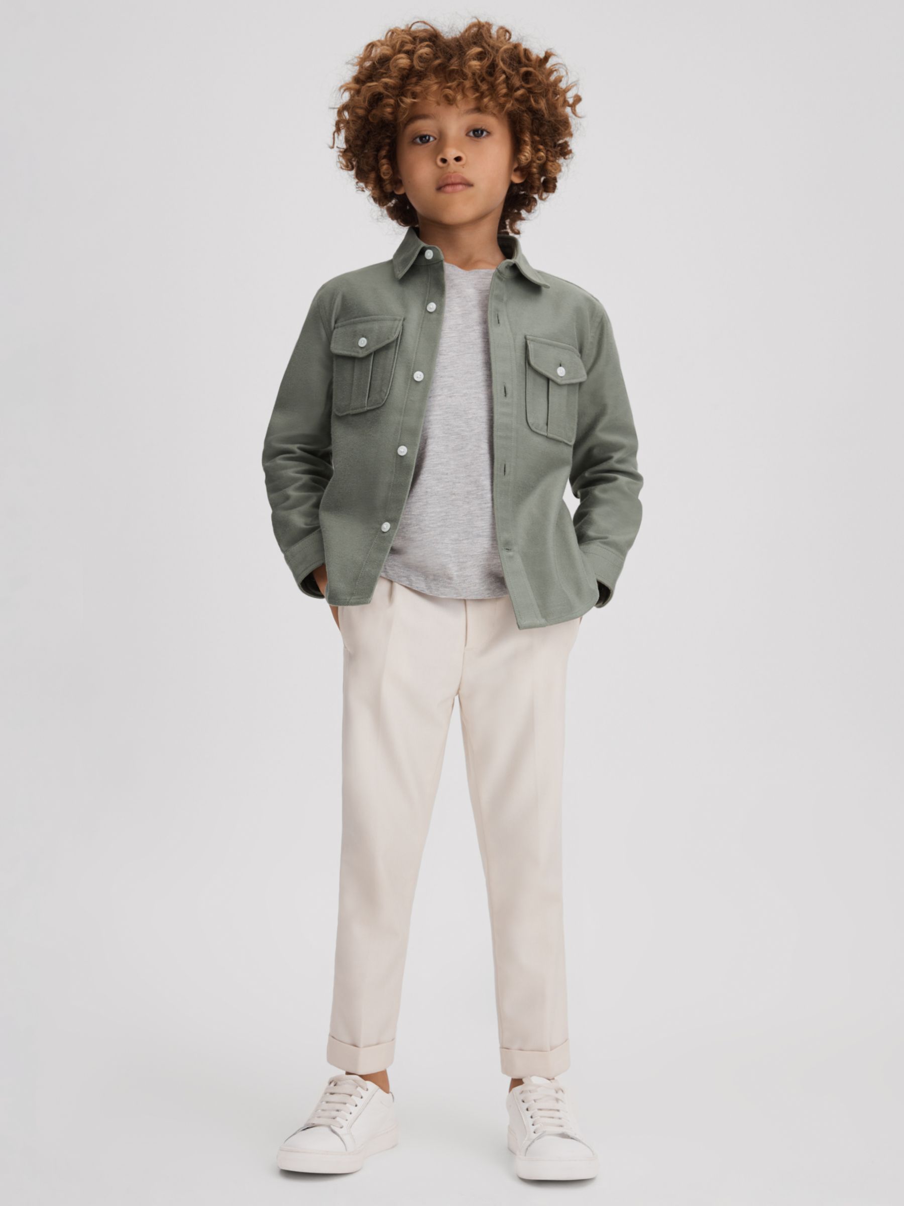 Reiss Kids' Thomas Brushed Cotton Patch Pocket Overshirt