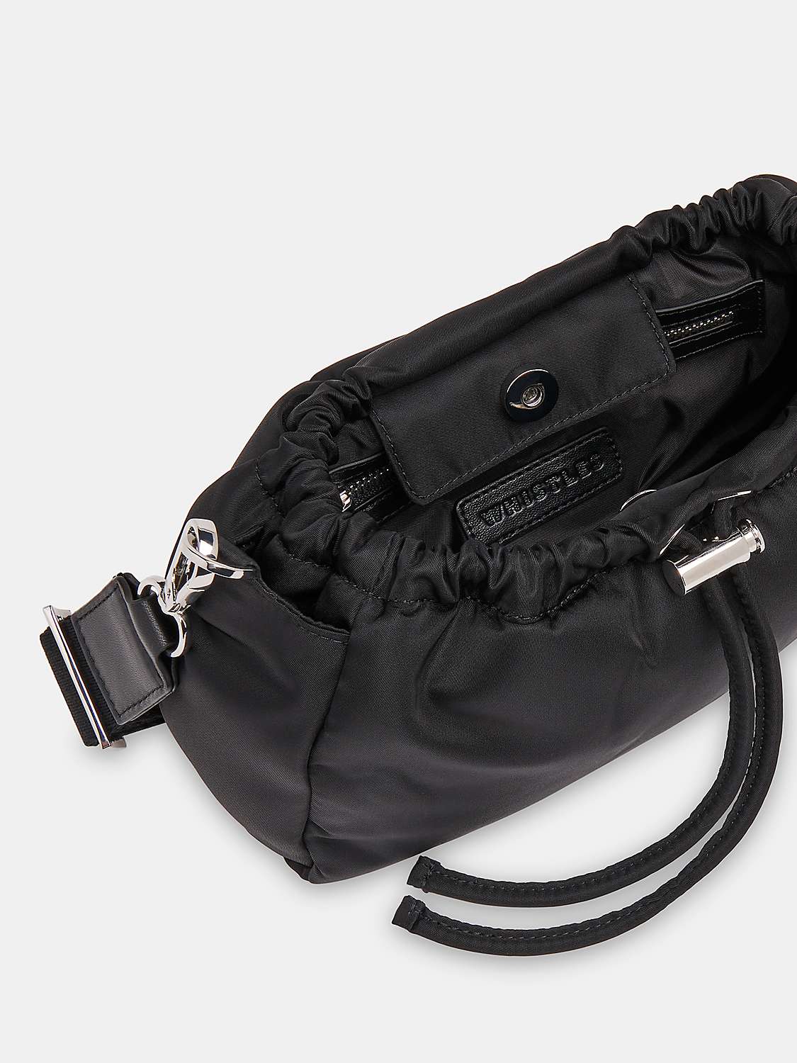 Buy Whistles Benny Drawstring Crossbody Bag, Black Online at johnlewis.com