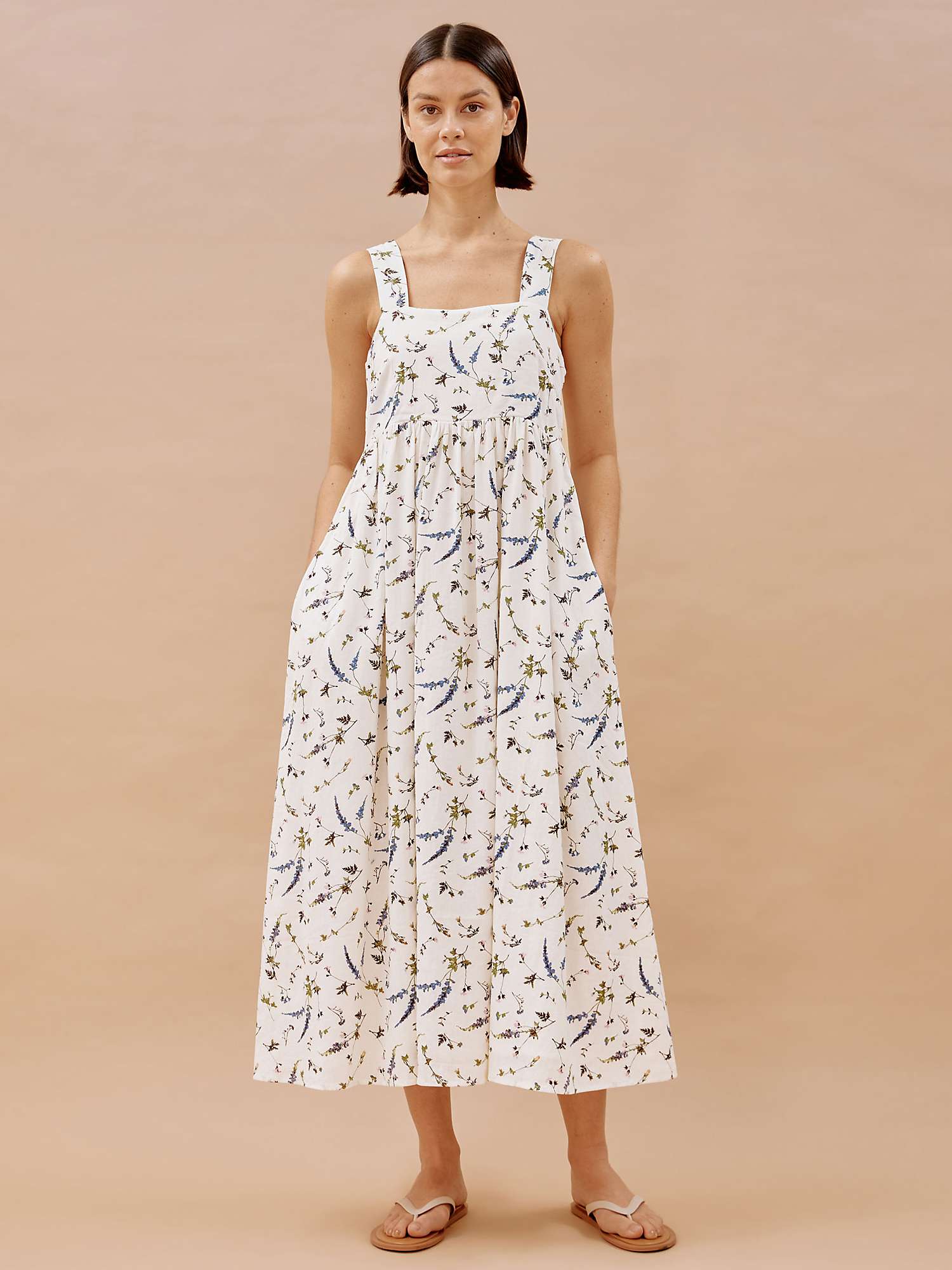 Buy Albaray Sprig Floral Dress, White Online at johnlewis.com