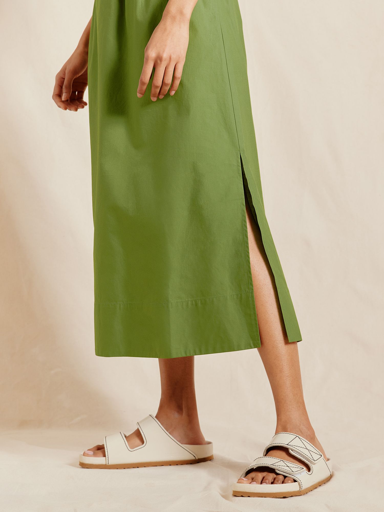 Albaray Organic Cotton Elastic Waist Dress, Green, 8