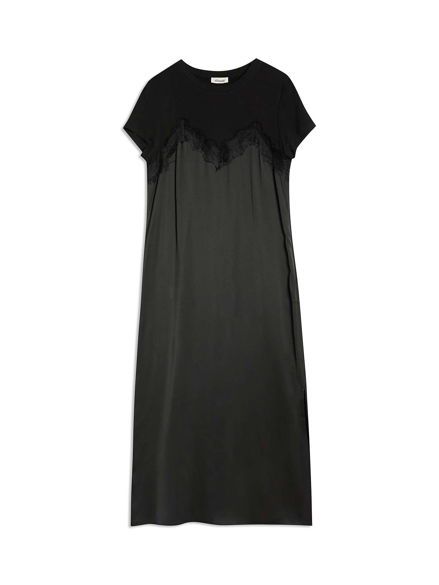Buy Albaray Satin & Lace Maxi Dress, Black Online at johnlewis.com