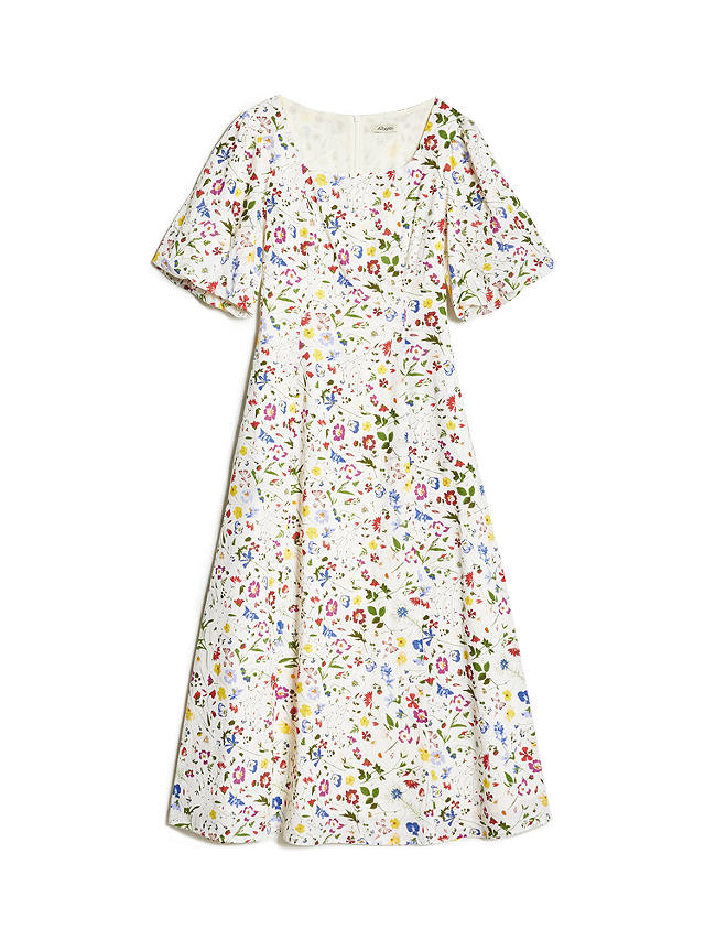 Albaray Buttercup Pressed Floral Organic Cotton Maxi Dress, Cream/Multi